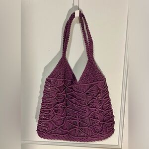 Elegant Plum Woven Tote Bag